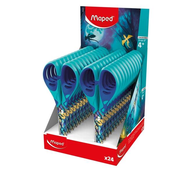 Schaar Maped Dragon 13cm display à 24 stuks blauw