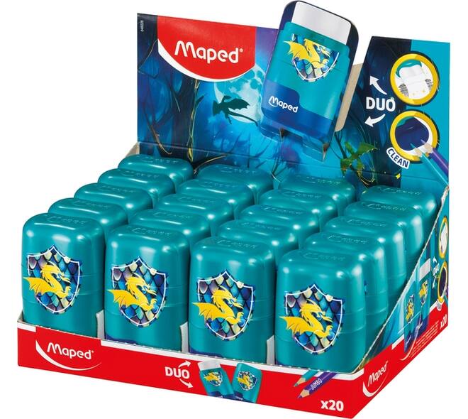 Puntenslijper Maped Connect Dragon 2-gaats met gum blauw