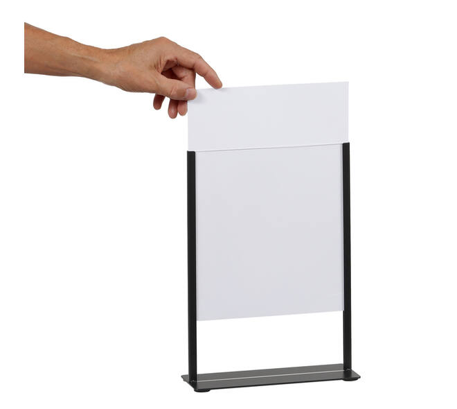 Kaarthouder Europel metaal met acryl bord A4 zwart