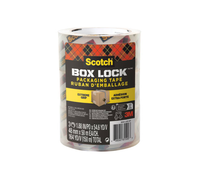 Verpakkingstape Scotch Box Lock 3950-EF 48mmx50m 3 stuks