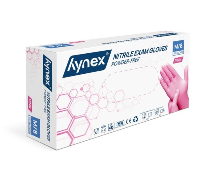 Handschoen Hynex nitril M roze 3.5gr 100 stuks