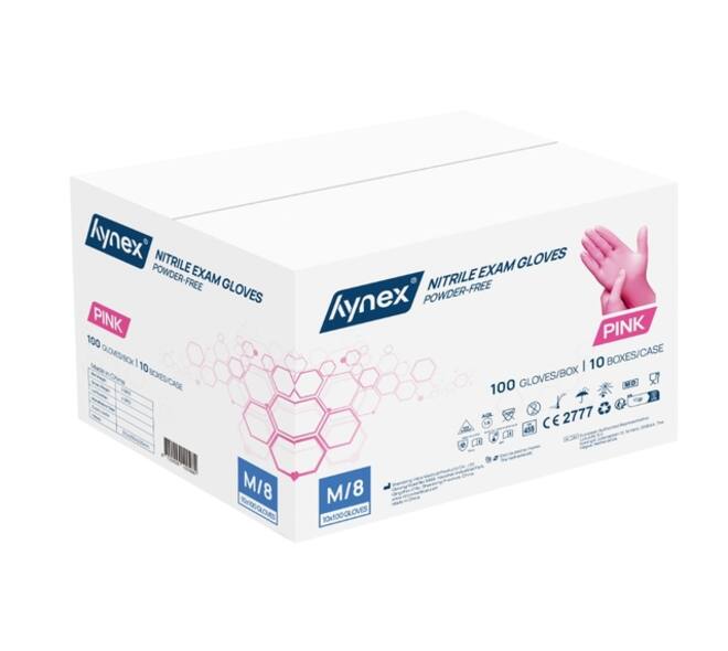 Handschoen Hynex nitril M roze 3.5gr 100 stuks