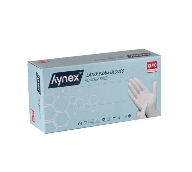 Handschoen Hynex latex XL wit 5gr 100 stuks
