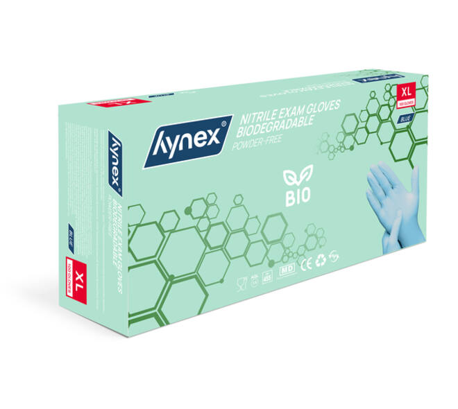 Handschoen Hynex nitril Bio XL blauw 3.5gr 100 stuks