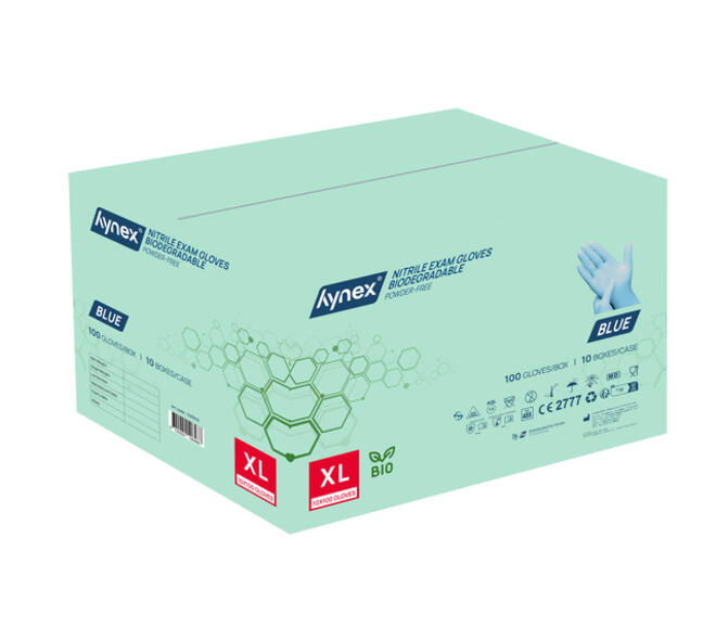 Handschoen Hynex nitril Bio XL blauw 3.5gr 100 stuks