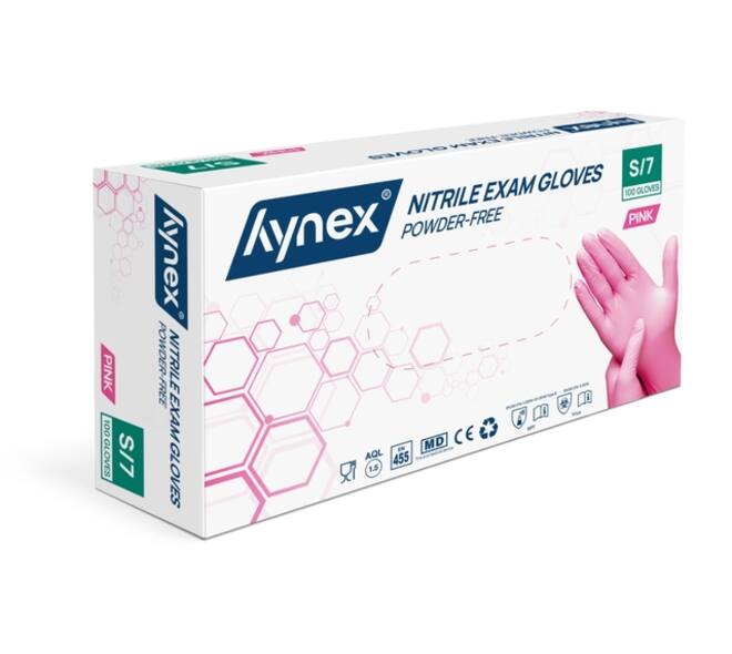 Handschoen Hynex nitril S roze 3.5gr 100 stuks