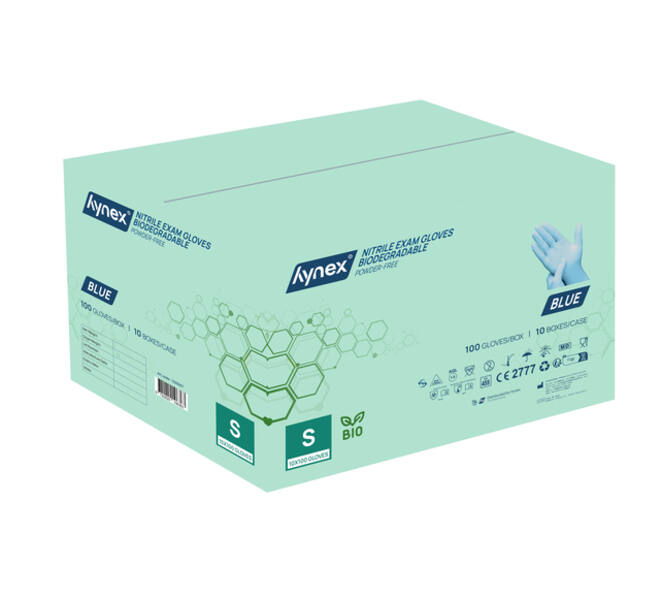 Handschoen Hynex nitril Bio S blauw 3.5gr 100 stuks
