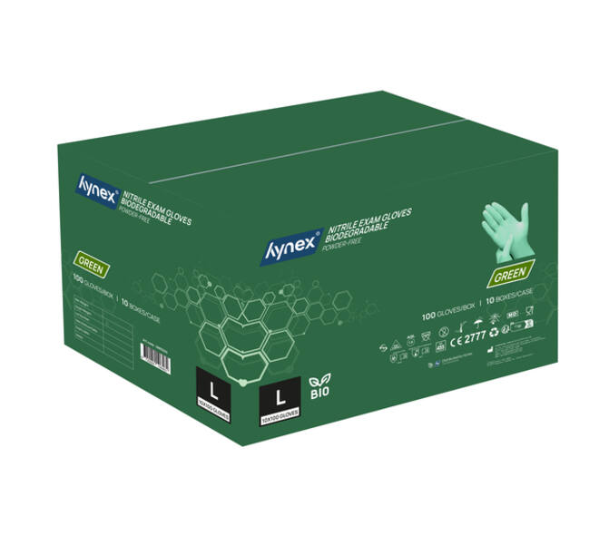 Handschoen Hynex nitril Bio L groen 3.5gr 100 stuks