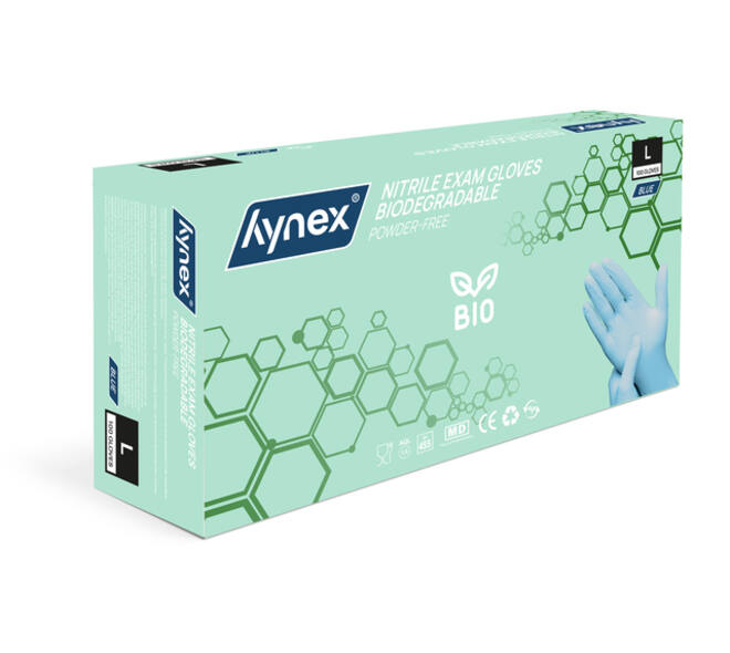 Handschoen Hynex nitril Bio L blauw 3.5gr 100 stuks