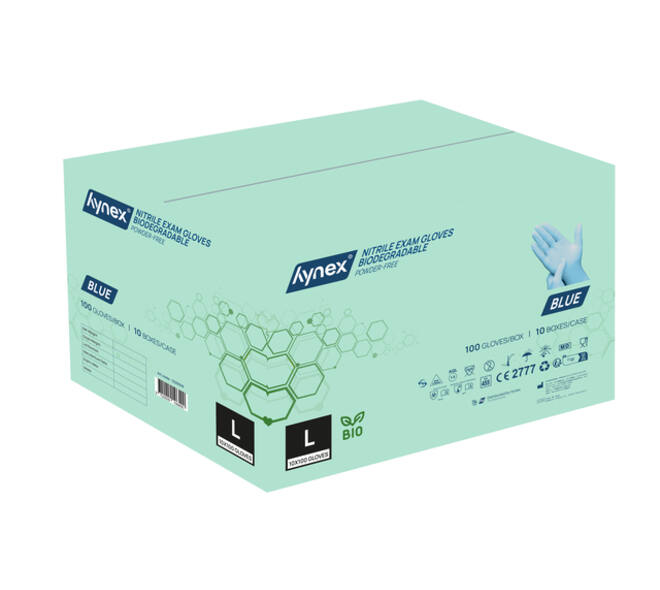 Handschoen Hynex nitril Bio L blauw 3.5gr 100 stuks