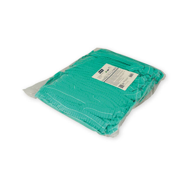 Haarnet Hynex clip non-woven groen pp 100 stuks