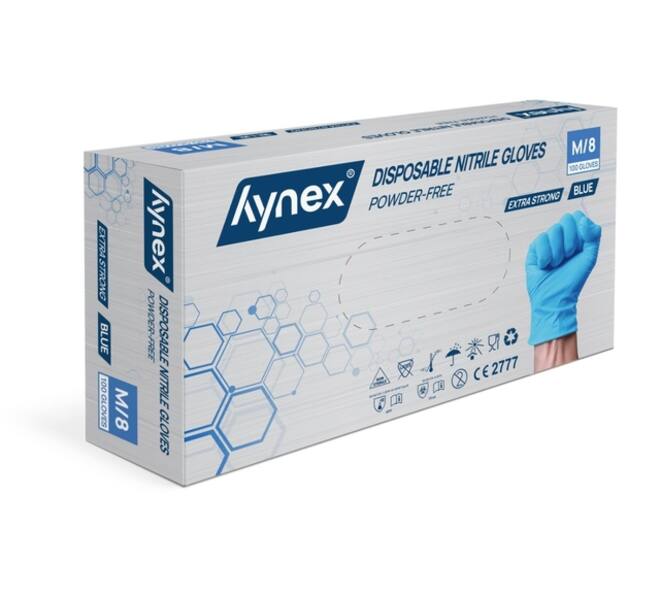 Handschoen Hynex nitril M blauw 5gr extra sterk 100 stuks