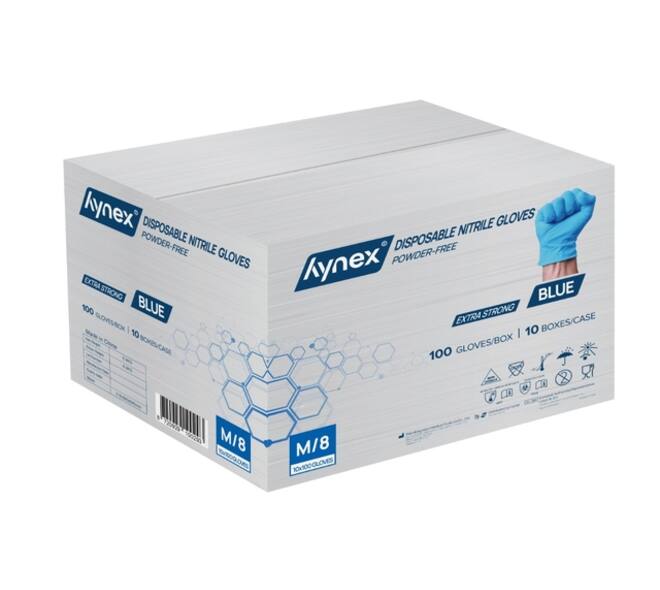 Handschoen Hynex nitril M blauw 5gr extra sterk 100 stuks