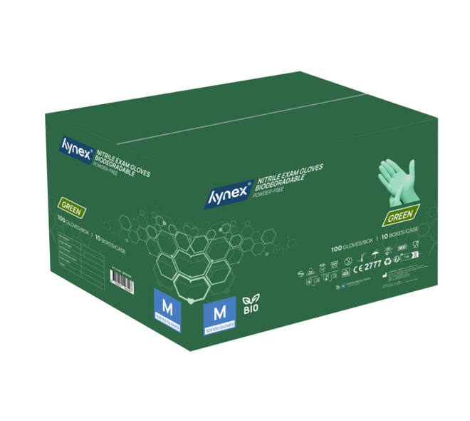 Handschoen Hynex nitril Bio M groen 3.5gr100 stuks