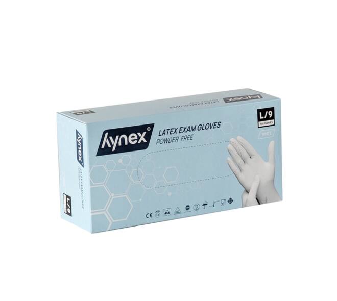 Handschoen Hynex latex L wit 5g 100 stuks