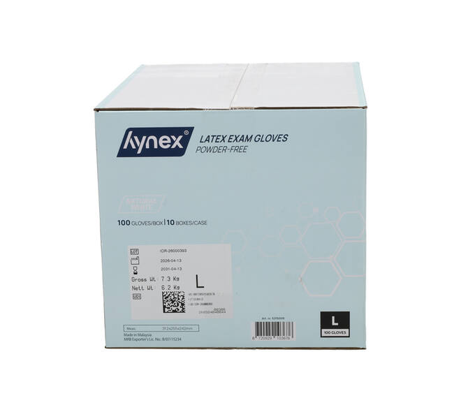 Handschoen Hynex latex L wit 5g 100 stuks