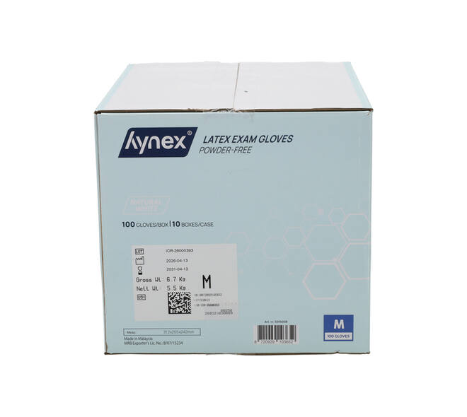 Handschoen Hynex latex M wit 5gr 100 stuks