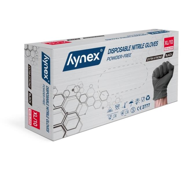 Handschoen Hynex nitril XL zwart 5gr extra sterk 100 stuks