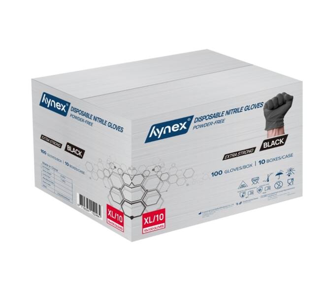 Handschoen Hynex nitril XL zwart 5gr extra sterk 100 stuks