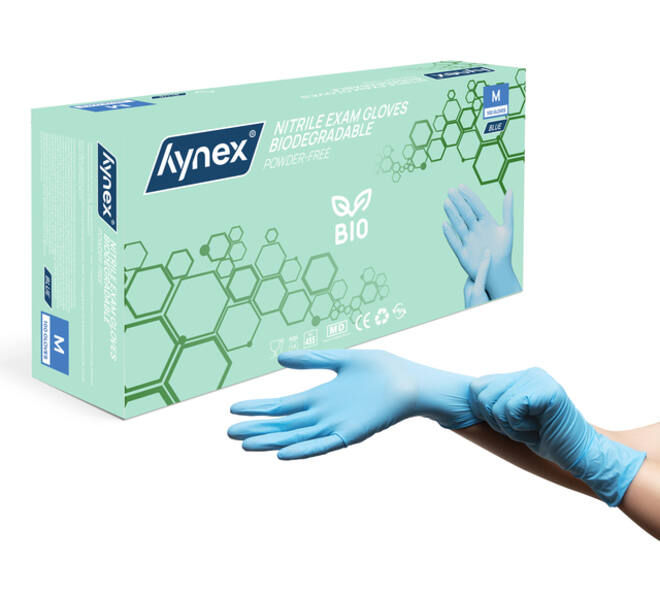 Handschoen Hynex nitril Bio M blauw 3.5gr 100 stuks