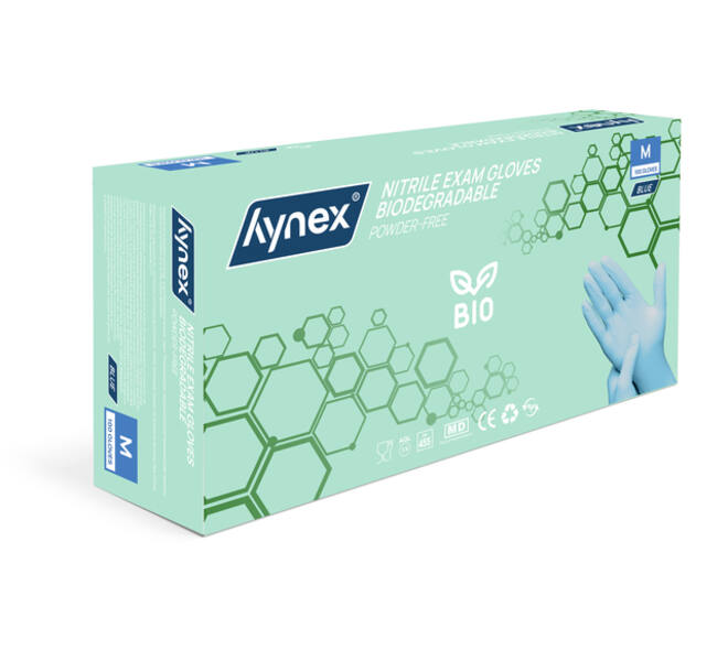 Handschoen Hynex nitril Bio M blauw 3.5gr 100 stuks