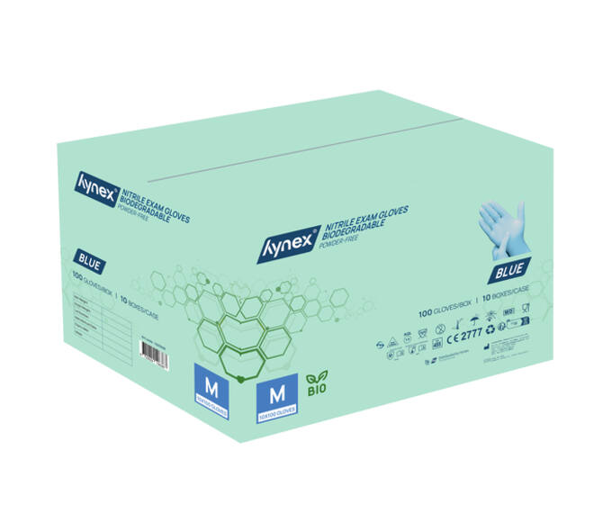 Handschoen Hynex nitril Bio M blauw 3.5gr 100 stuks