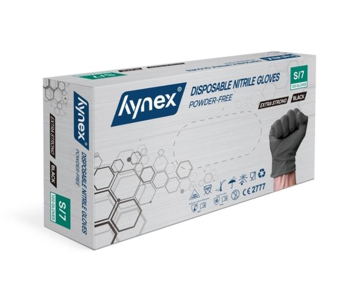 Handschoen Hynex nitril S zwart 5gr extra sterk 100 stuks