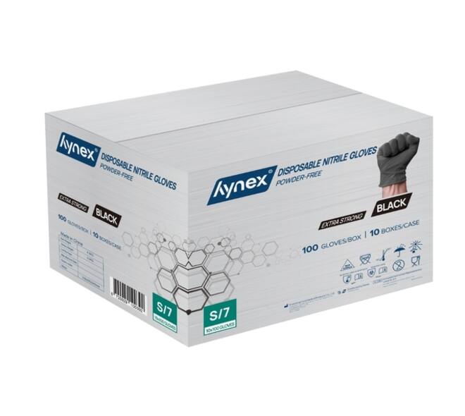 Handschoen Hynex nitril S zwart 5gr extra sterk 100 stuks