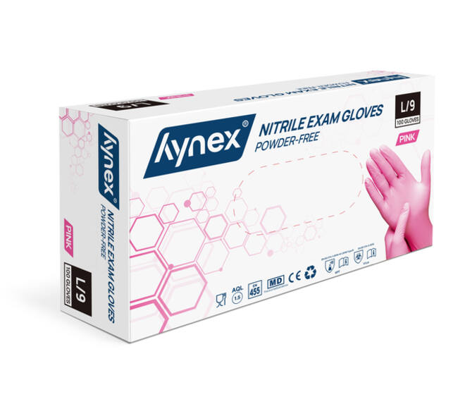 Handschoen Hynex nitril L roze 3.5gr 100 stuks