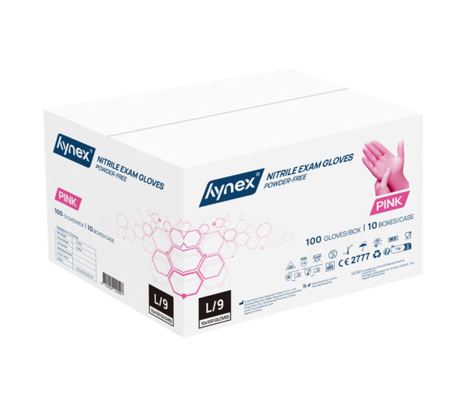 Handschoen Hynex nitril L roze 3.5gr 100 stuks