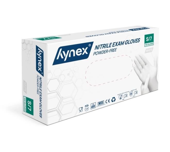 Handschoen Hynex nitril S wit 3.5gr 100 stuks