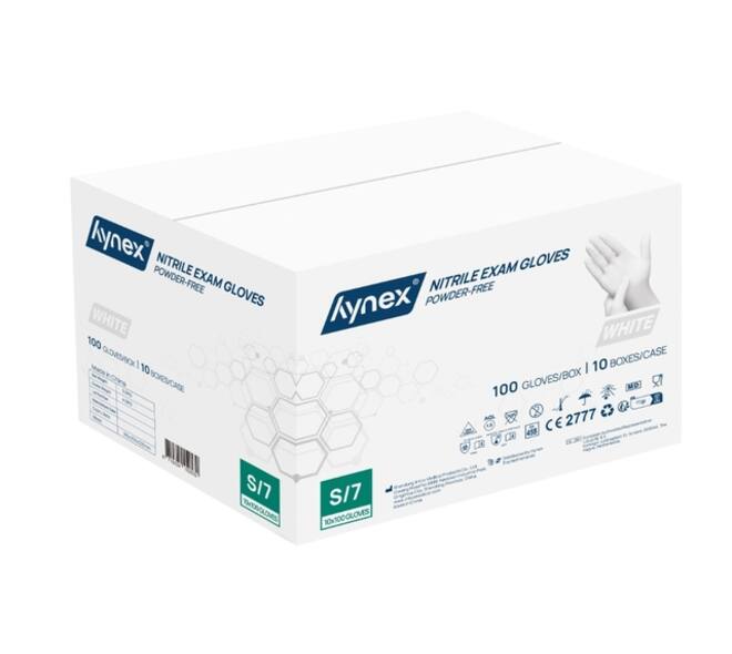 Handschoen Hynex nitril S wit 3.5gr 100 stuks