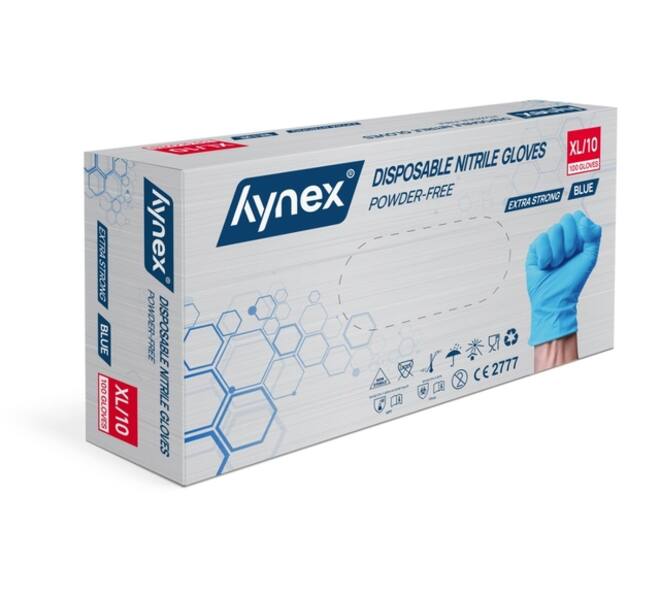 Handschoen Hynex nitril XL blauw 5gr extra sterk 100 stuks