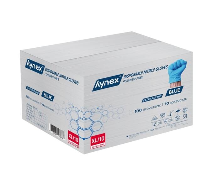 Handschoen Hynex nitril XL blauw 5gr extra sterk 100 stuks