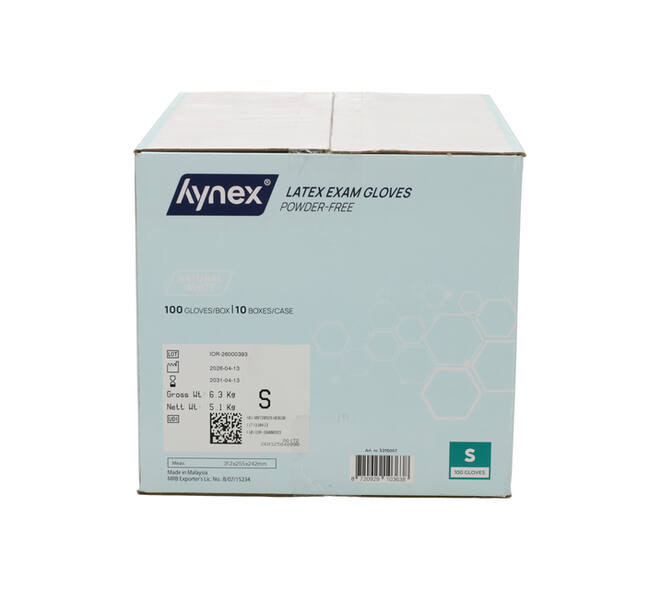 Handschoen Hynex latex S wit 5gr 100 stuks
