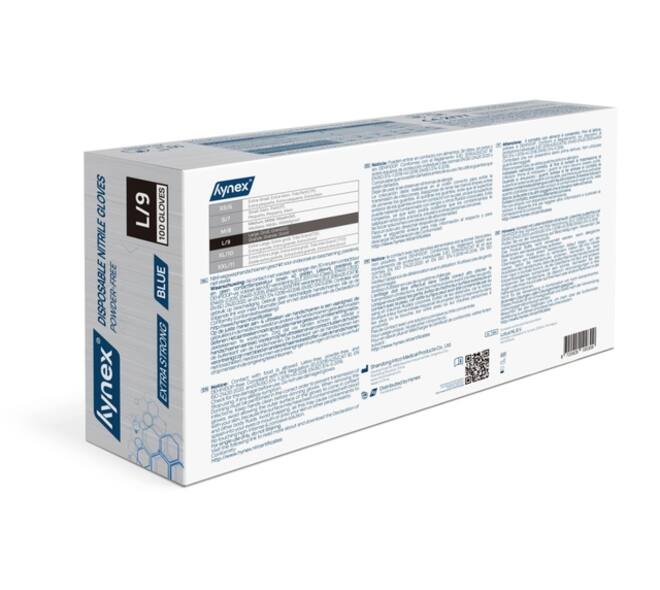 Handschoen Hynex nitril L blauw 5gr extra sterk 100 stuks