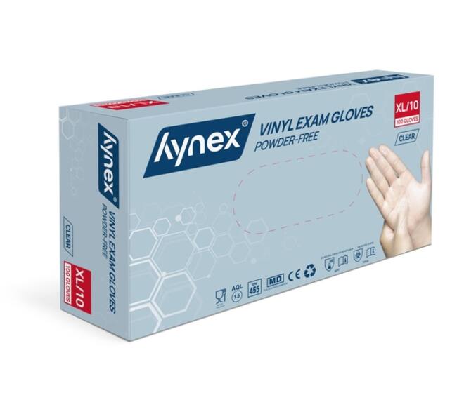 Handschoen Hynex vinyl XL transparant 4.5gr 100 stuks