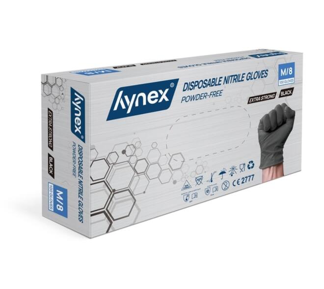 Handschoen Hynex nitril M zwart 5gr extra sterk100 stuks