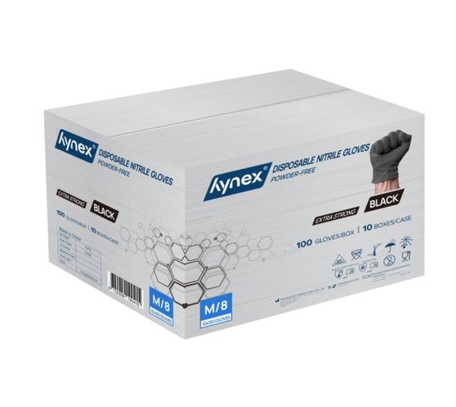 Handschoen Hynex nitril M zwart 5gr extra sterk100 stuks