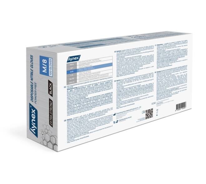Handschoen Hynex nitril M zwart 5gr extra sterk100 stuks