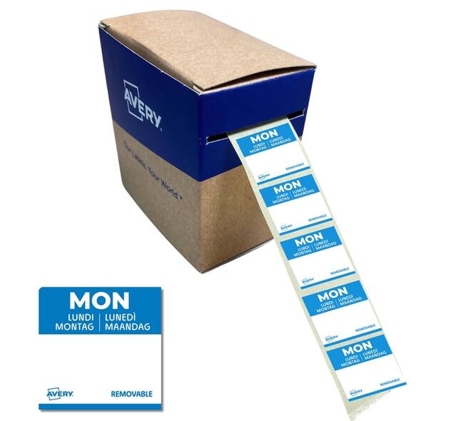 Etiket Avery HACCP maandag-blauw 25x25mm 1000 stuks