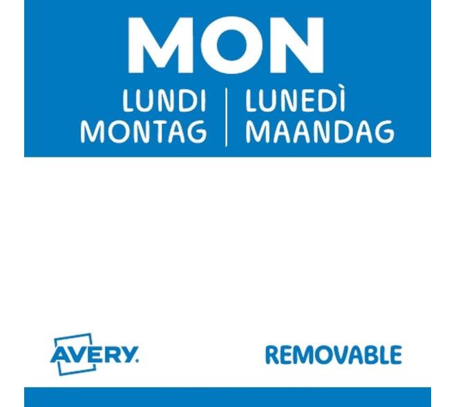 Etiket Avery HACCP maandag-blauw 25x25mm 1000 stuks