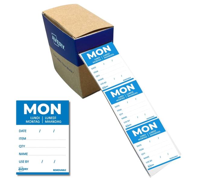 Etiket Avery HACCP maandag-blauw 40x56mm 500 stuks