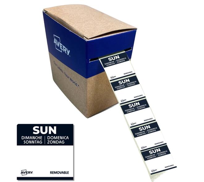 Etiket Avery HACCP zondag-zwart 25x25mm 1000 stuks