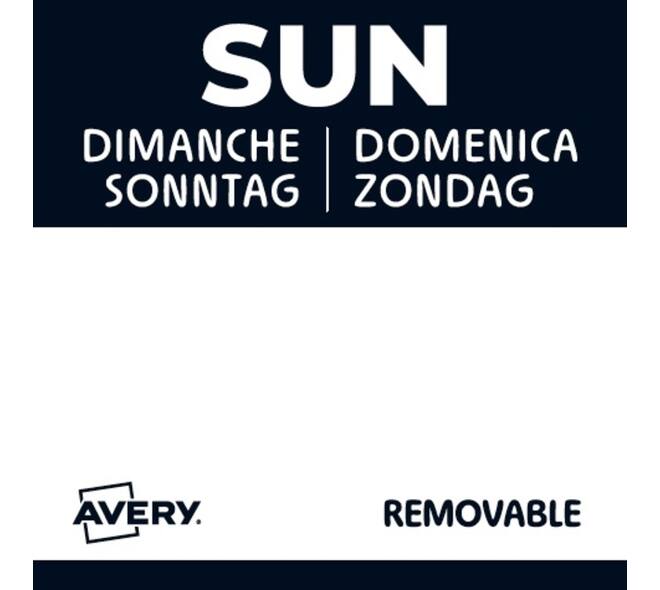 Etiket Avery HACCP zondag-zwart 25x25mm 1000 stuks