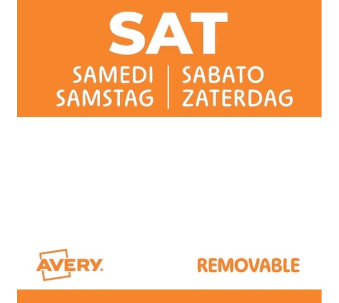 Etiket Avery HACCP zaterdag-oranje 25x25mm 1000 stuks