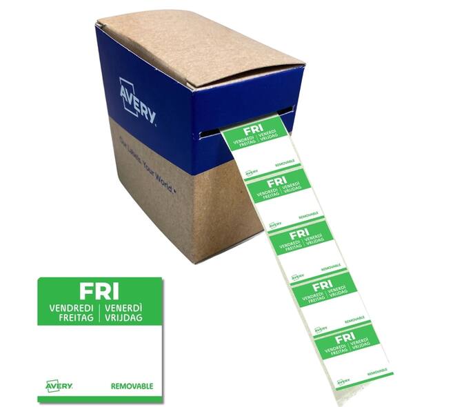 Etiket Avery HACCP vrijdag-groen 25x25mm 1000 stuks