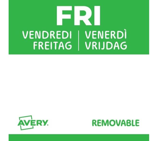 Etiket Avery HACCP vrijdag-groen 25x25mm 1000 stuks
