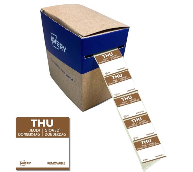Etiket Avery HACCP donderdag-bruin 25x25mm 1000 stuks