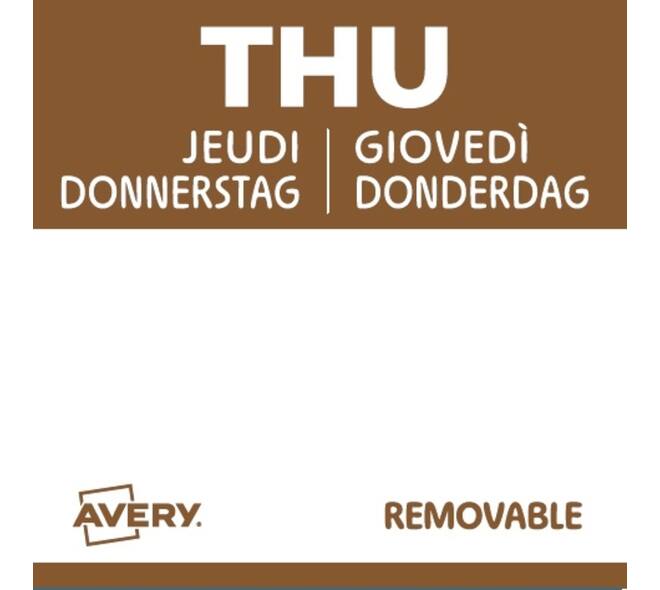 Etiket Avery HACCP donderdag-bruin 25x25mm 1000 stuks